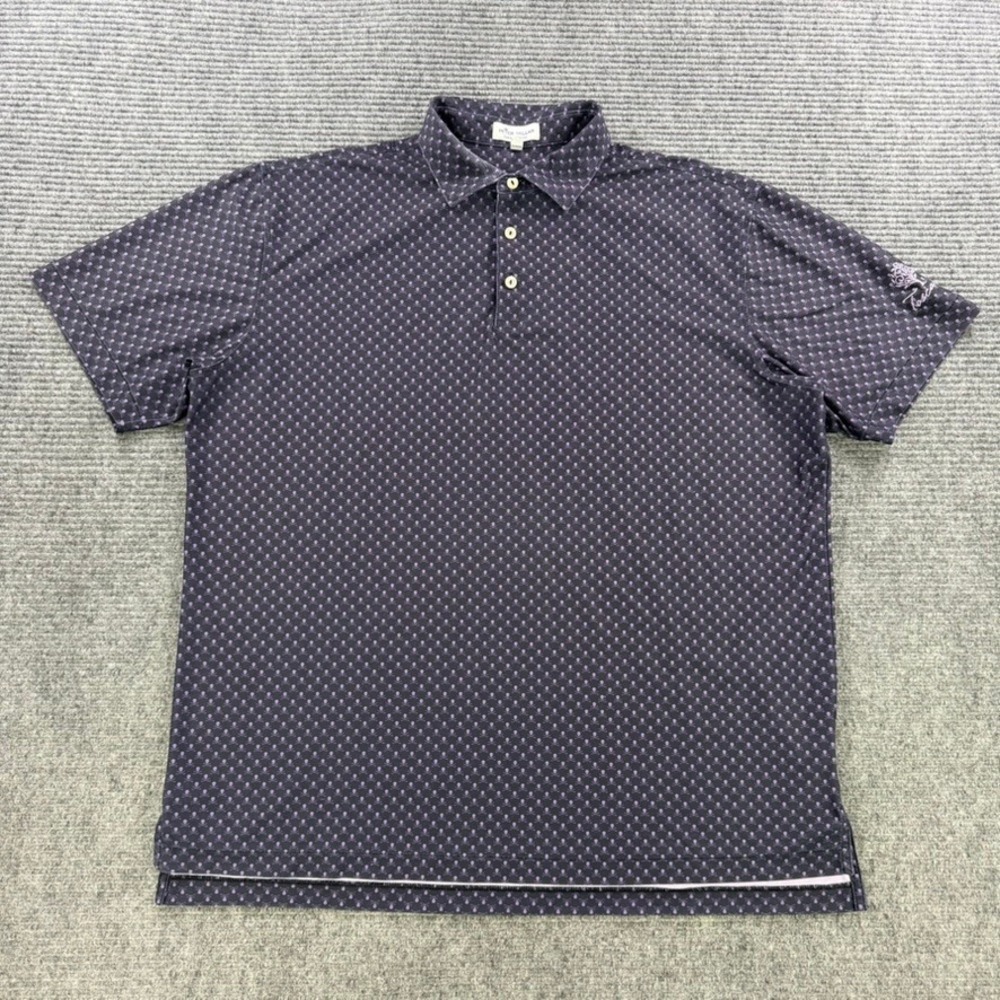 Peter Millar Summer Comfort Polo Shirt Men Large Purple Skull Crossbones Toscana